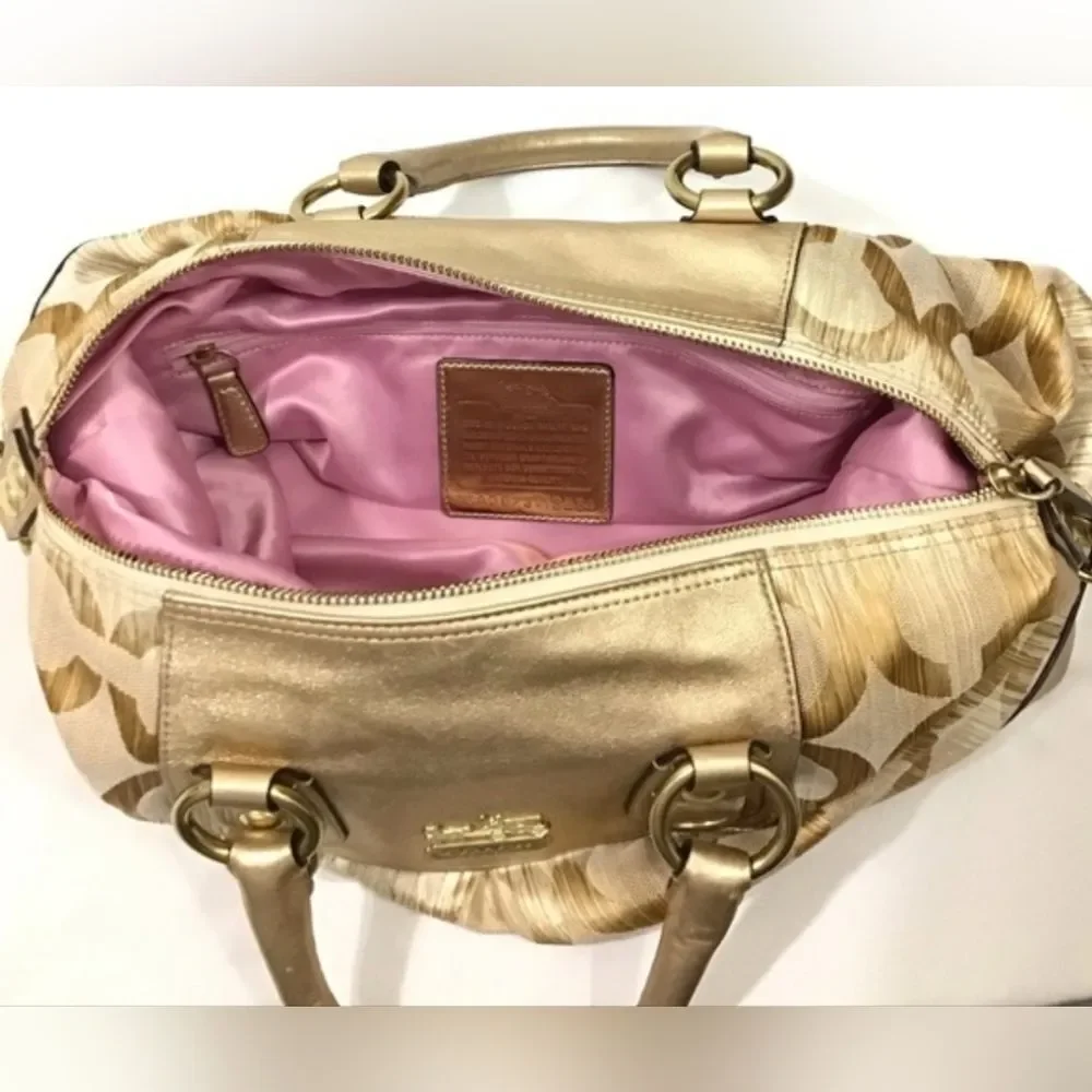 Coach Vintage Y2K Ashley Madison Metallic Gold Tan Satchel Purse Bag